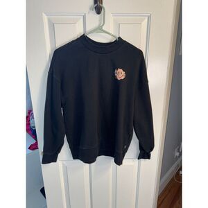 Vans Black Crewneck Sweatshirt with Cute Character Patch Casual Streetwear XS